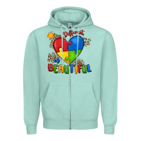Seafoam different is beautiful autism Zipper Hoodie - MaliasSmallBusiness