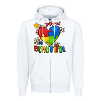 White different is beautiful autism Zipper Hoodie - MaliasSmallBusiness