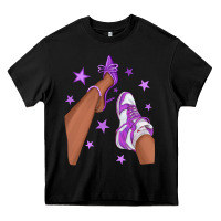 Black Purple Afro Girl Sneakers and Heels Heavy Core Tee - texasbilliewilder