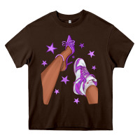 Chocolate Brown Purple Afro Girl Sneakers and Heels Heavy Core Tee - texasbilliewilder