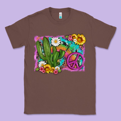 Cactus Peace Sign Flowers And Tie Dye Classic Tee Designed By Artiststas