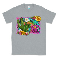 Heather Grey cactus peace sign flowers and tie dye Classic Tee - Artiststas
