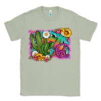 Matcha cactus peace sign flowers and tie dye Classic Tee - Artiststas