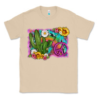 Mushroom cactus peace sign flowers and tie dye Classic Tee - Artiststas