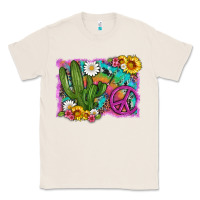 Natural cactus peace sign flowers and tie dye Classic Tee - Artiststas