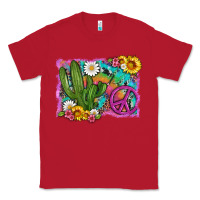 Red cactus peace sign flowers and tie dye Classic Tee - Artiststas