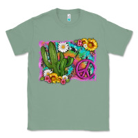 Sage cactus peace sign flowers and tie dye Classic Tee - Artiststas
