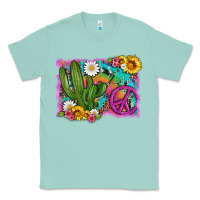 Seafoam cactus peace sign flowers and tie dye Classic Tee - Artiststas