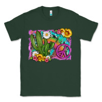 Sports Green cactus peace sign flowers and tie dye Classic Tee - Artiststas