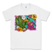 White cactus peace sign flowers and tie dye Classic Tee - Artiststas