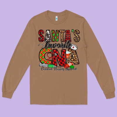 Santa’s Favorite Cna Long Sleeve Tee Designed By Jasminsmagicworld