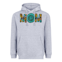 Heather Grey Western Mom With Turquoise Gemstone Heavyweight Hoodie - BundleAndBundleShop