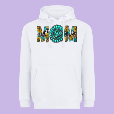 Western Mom With Turquoise Gemstone Heavyweight Hoodie Designed By Bundleandbundleshop
