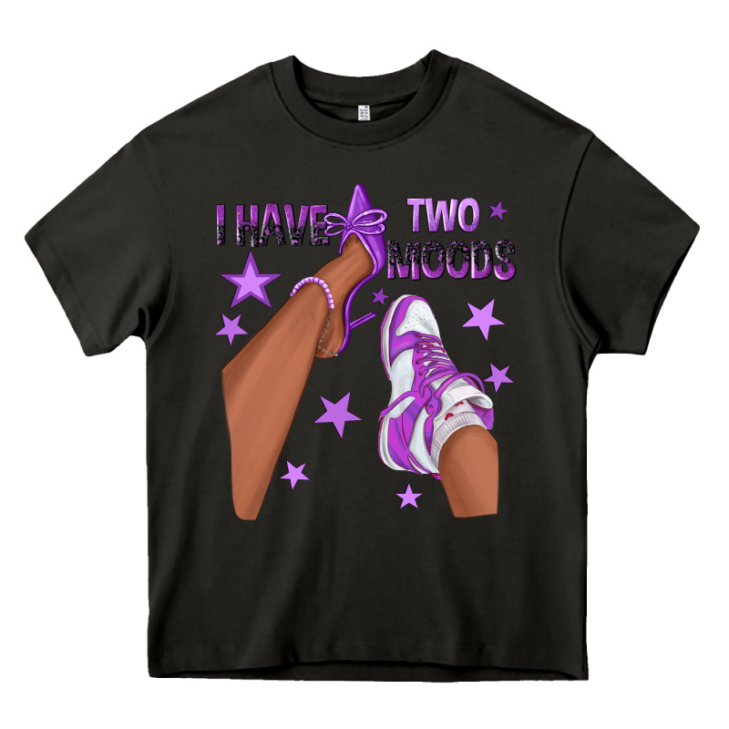 Purple I Have Two Moods Afro Girl Sneakers Heavy Core Tee by texasbilliewilder | Teevron
