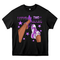 Black Purple I Have Two Moods Afro Girl Sneakers Heavy Core Tee - texasbilliewilder