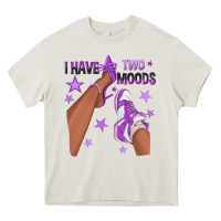 Cream Purple I Have Two Moods Afro Girl Sneakers Heavy Core Tee - texasbilliewilder