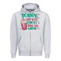 Heather Grey sorry my iced coffee made me latte Zipper Hoodie - MaliasSmallBusiness