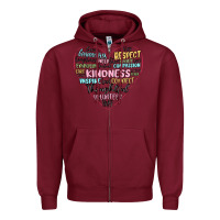 Burgundy kindness heart Zipper Hoodie - MaliasSmallBusiness
