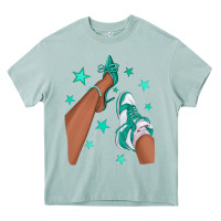 Arona Teal Afro Girl Sneakers and Heels Heavy Core Tee - texasbilliewilder