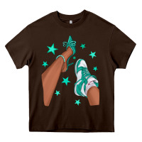 Chocolate Brown Teal Afro Girl Sneakers and Heels Heavy Core Tee - texasbilliewilder