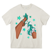 Cream Teal Afro Girl Sneakers and Heels Heavy Core Tee - texasbilliewilder