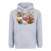 Heather Grey Western Cowgirl Coffee Cup Bbs Heavyweight Hoodie - BundleAndBundleShop
