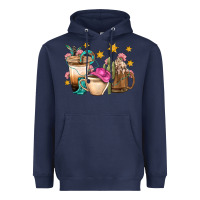 Navy Western Cowgirl Coffee Cup Bbs Heavyweight Hoodie - BundleAndBundleShop