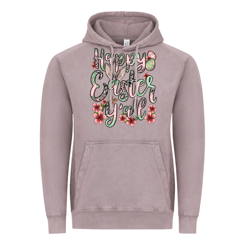 Easter Day Happy Easter Y'all Vintage Hoodie by OliviaCreatesArt | Teevron