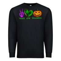 Black peace love halloween Premium Sweatshirt - BundleAndBundleShop
