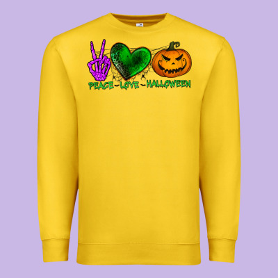 Peace Love Halloween Premium Sweatshirt Designed By Bundleandbundleshop