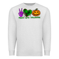 Oatmeal Heather peace love halloween Premium Sweatshirt - BundleAndBundleShop