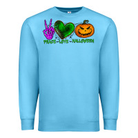 Ocean Blue peace love halloween Premium Sweatshirt - BundleAndBundleShop