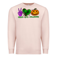 Pale Pink peace love halloween Premium Sweatshirt - BundleAndBundleShop