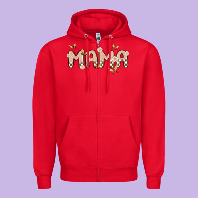 Retro Mama Zipper Hoodie Designed By Maliassmallbusiness