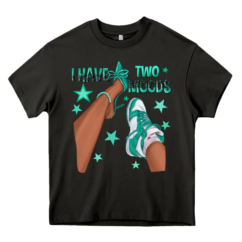 Teal I Have Two Moods Afro Girl Sneakers Heavy Core Tee by texasbilliewilder | Teevron