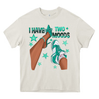 Cream Teal I Have Two Moods Afro Girl Sneakers Heavy Core Tee - texasbilliewilder