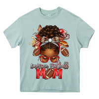 American Football Mom Red And Silver Afro Messy Bu Heavy Core Tee | Teevron