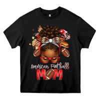 Black american football mom red and silver afro messy bu Heavy Core Tee - texasbilliewilder