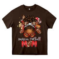 Chocolate Brown american football mom red and silver afro messy bu Heavy Core Tee - texasbilliewilder