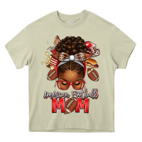 Mossy american football mom red and silver afro messy bu Heavy Core Tee - texasbilliewilder
