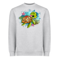 Heather Grey ocean with turtle Heavyweight Sweatshirt - AdoDesignShop