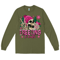 Army Green freezing to death winter skull Long Sleeve Tee - Jasminsmagicworld