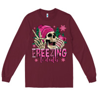 Burgundy freezing to death winter skull Long Sleeve Tee - Jasminsmagicworld
