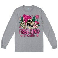Heather Grey freezing to death winter skull Long Sleeve Tee - Jasminsmagicworld