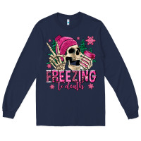 Navy freezing to death winter skull Long Sleeve Tee - Jasminsmagicworld