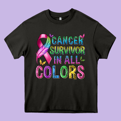 Cancer Survivor In All Colors Heavy Core Tee Designed By Texasbilliewilder
