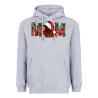 Heather Grey Western Mom With Woman In Santa Hat Heavyweight Hoodie - BundleAndBundleShop