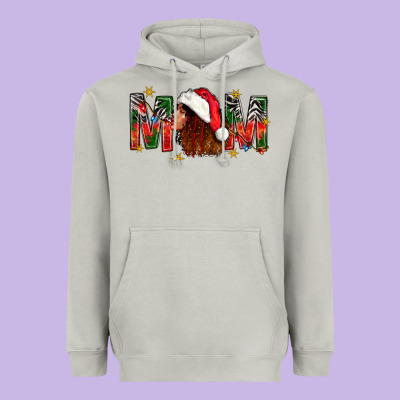 Western Mom With Woman In Santa Hat Heavyweight Hoodie Designed By Bundleandbundleshop