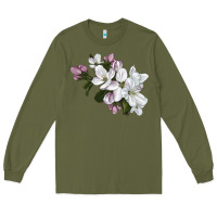 Army Green apple blossom Long Sleeve Tee - LillyAllenDesigns