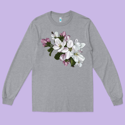 Apple Blossom Long Sleeve Tee Designed By Lillyallendesigns